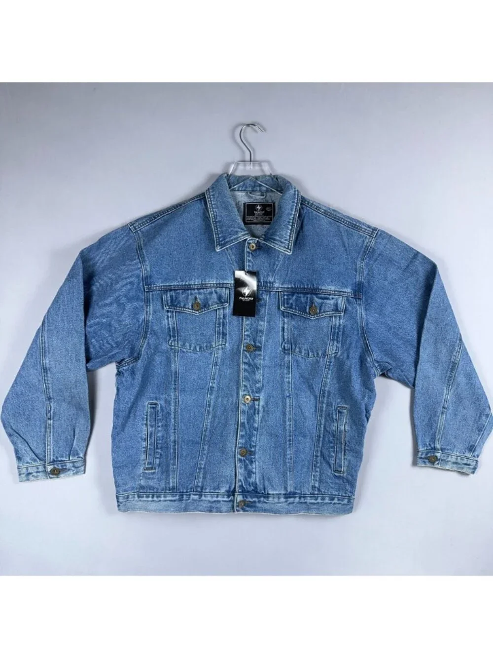 Thunder Trucker Jacket Size 2XL Blue 100% Cotton Front Pockets Button Down